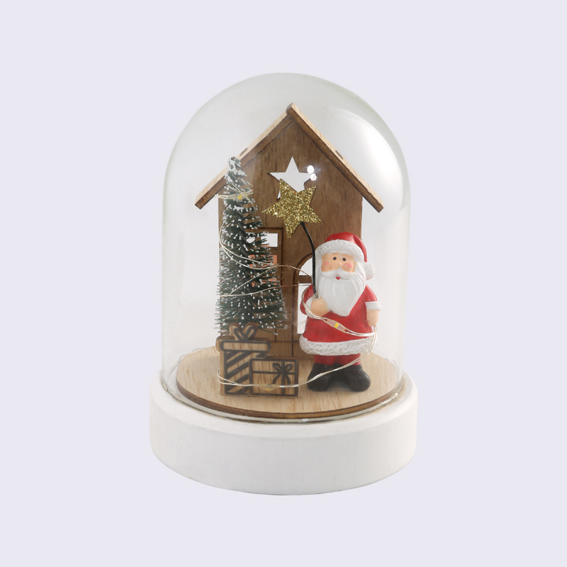 Weihnachtsmann Weihnachtsbaum Geschenk Haus Lichter Draht Glasabdeckung Handwerk Dekoration