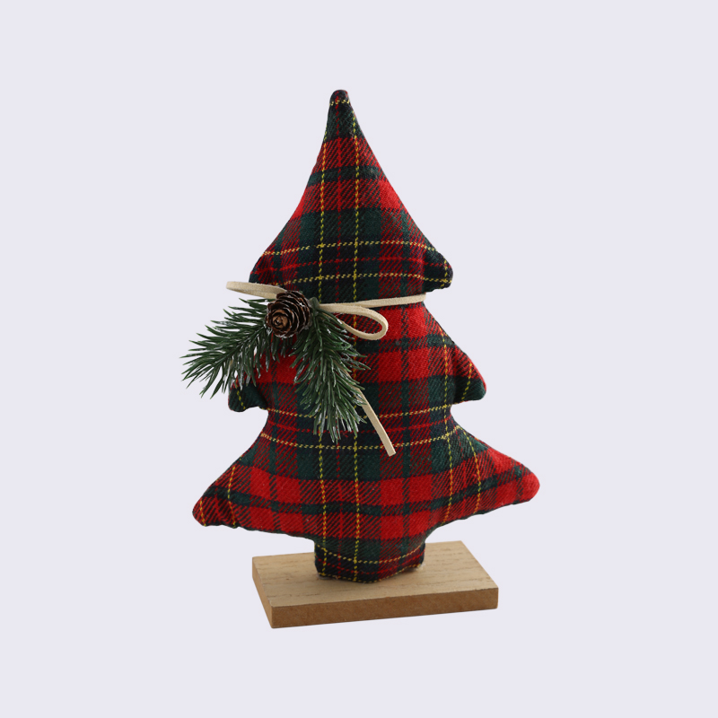 Tannennadeln und Tannenzapfen Weihnachten Classic Plaid Weihnachtsbaum Plaid Stoff gefüllte Baumwollornamente