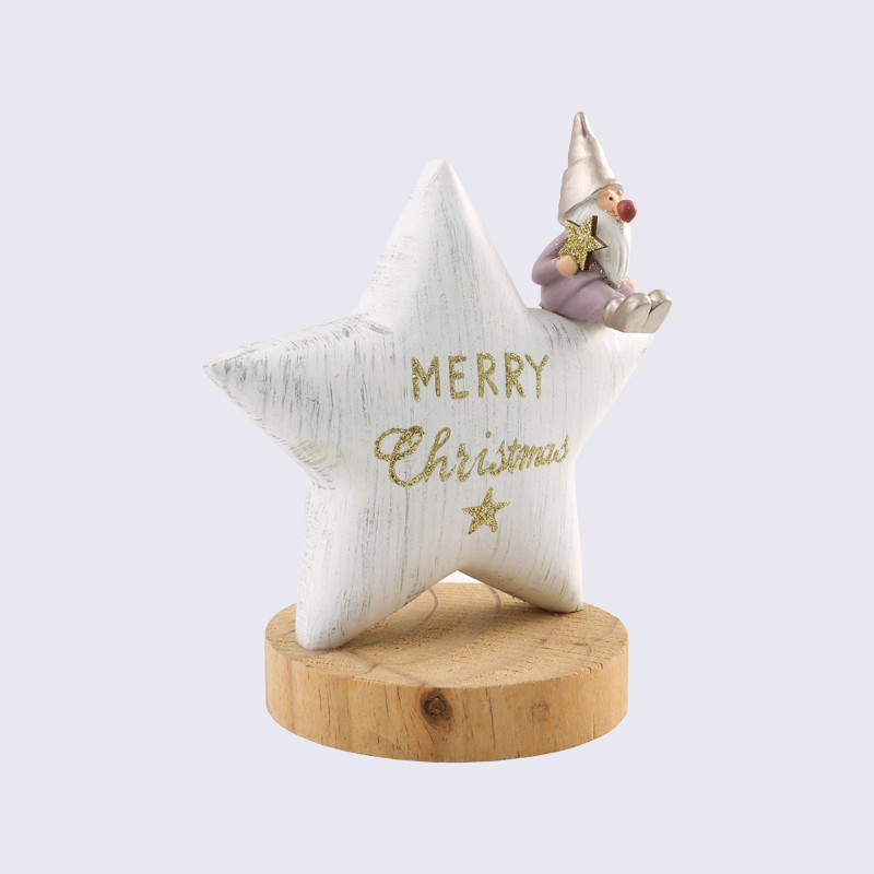 Kreative laminierte bemalte Weihnachtsmann- und Sterne-Holzverzierungen