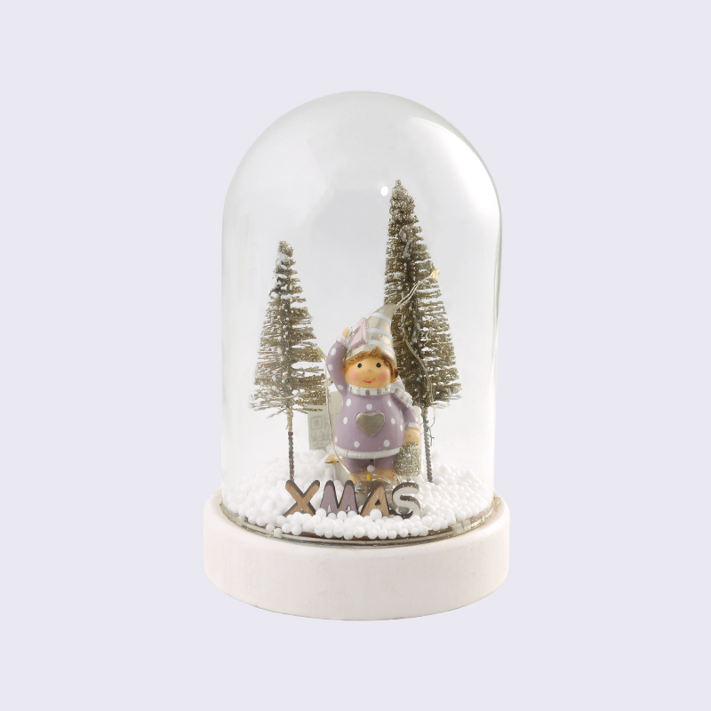 Junge Schneeszene Modellierung Glasschirm Beleuchtung Ornamente