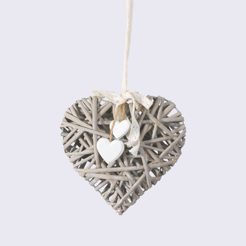 Wicker Woven Grey Love Creative Home Handgefertigter Pfirsich-Herz-Anhänger