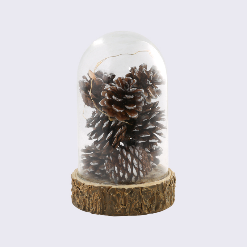 Weihnachtsatmosphäre Pine Cone Wood Pier Dekoration Glasbeleuchtung